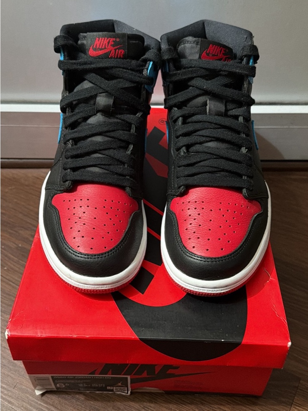 Jordan High-Top Sneakers in Black and Red